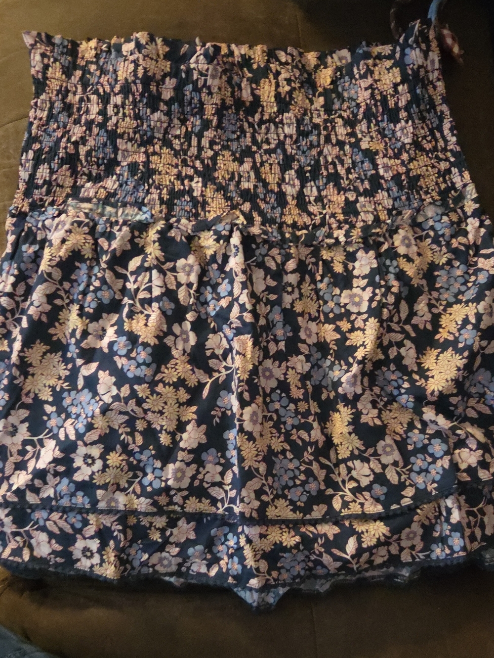 Heartloom Navy Floral Smocked Mini Skirt